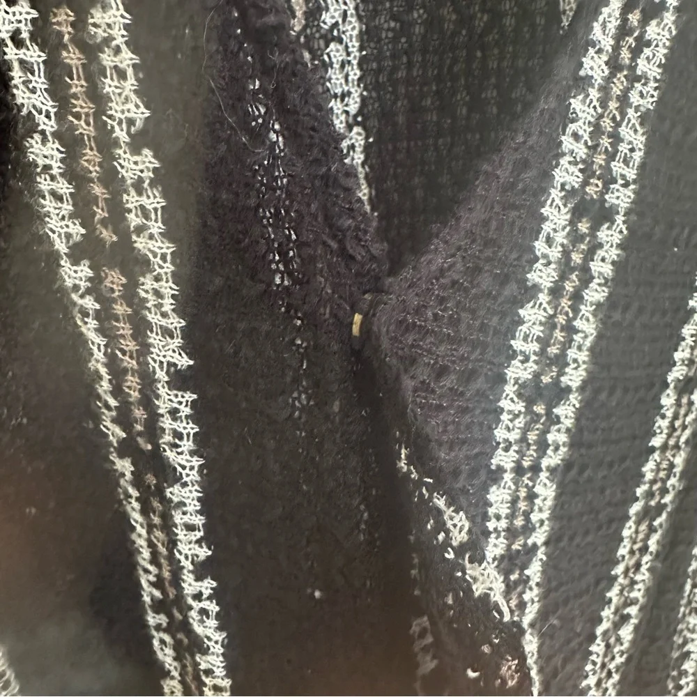 ONEIL Black White Brown Striped Open-Front Knit Cardigan Long Sleeves in Large - Picture 4 of 7